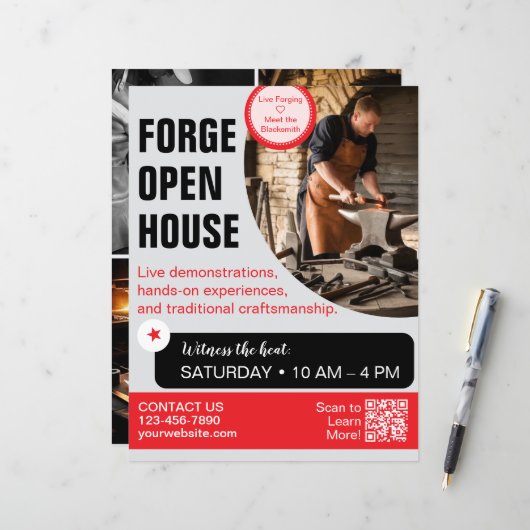 Forge Open House-Schmiedeflyer  (Vorderseite/Rückseite Beispiel)