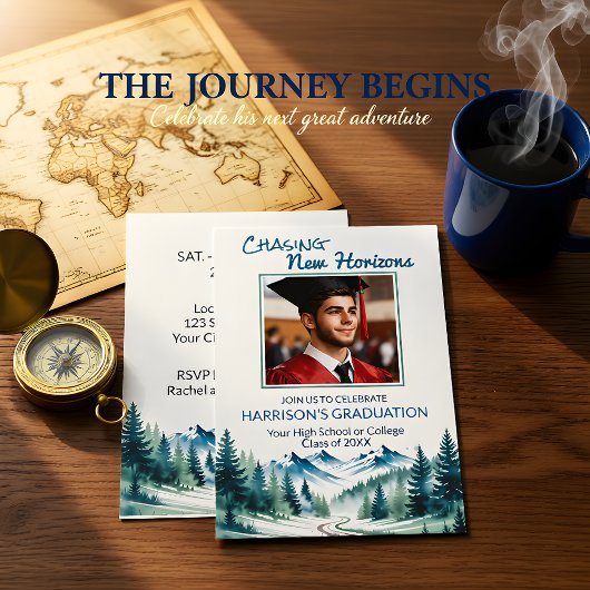 Forge Your Own Path Adventure Grad Party Einladung