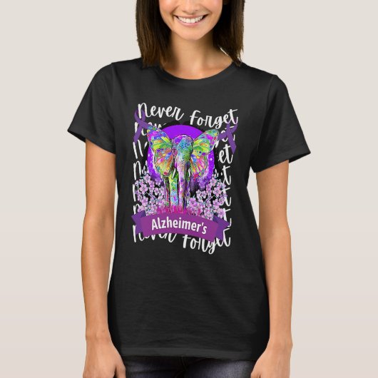Forget me not Alzheimer's Awareness Elephant Purpl T-Shirt (Vorderseite)