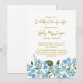 Forget me not Celebration of Life Funeral Einladung (Vorne/Hinten)