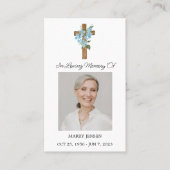 Forget me not Cross Photo Funeral Prayer Card Visitenkarte (Vorderseite)
