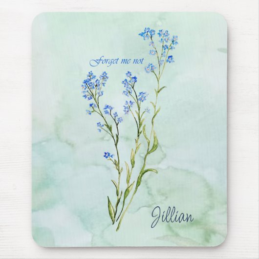 Forget me not Custom Watercolor Garden Flower Mousepad (Vorne)