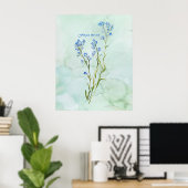Forget me not Custom Watercolor Garden Flower Poster (Heimbüro)