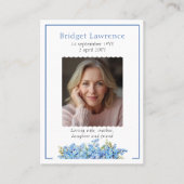 Forget-me-not Flower Memorial Photo Prayer Card Visitenkarte (Vorderseite)