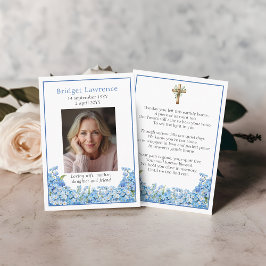 Forget-me-not Flower Memorial Photo Prayer Card Visitenkarte