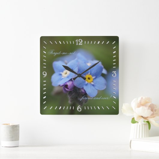 Forget-me-not forever and ever quadratische wanduhr (Zuhause)