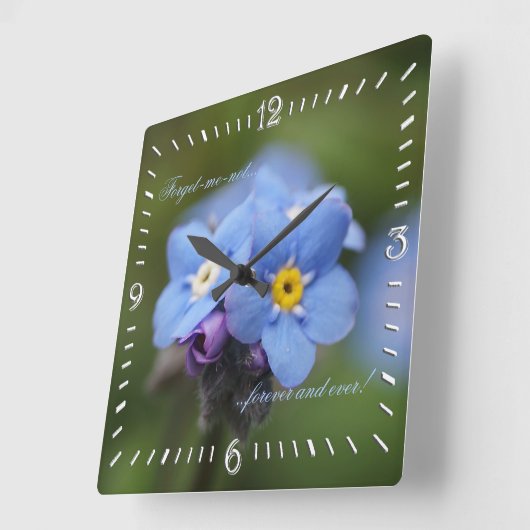 Forget-me-not forever and ever quadratische wanduhr (Winkel)
