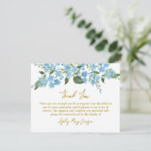 Forget me not Funeral Thank You Card Bereavement Dankeskarte (Stehend Vorderseite)