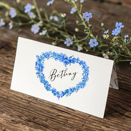 Forget-me-not heart art wedding blue white platzkarte