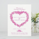 Forget-me-not heart art wedding pink white einladung (Stehend Vorderseite)