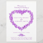Forget-me-not heart art wedding purple white einladung (Vorderseite)