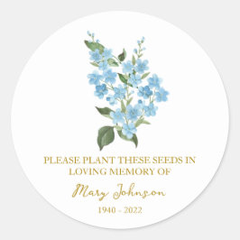 Forget me not Memorial Funeral Seed Packet Runder Aufkleber