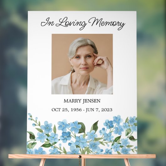 Forget me not Memorial Photo Funeral Acrylschild (Neutral)