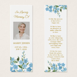 Forget me not Photo Funeral Memorial Bookmark