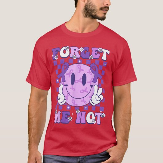 Forget Me Not Smile Face Alzheimer Awareness Suppo T-Shirt (Vorderseite)