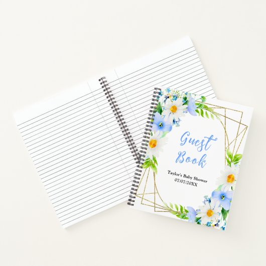 Forget-Me-Nots and Daisies Baby Shower Guest Book Notizblock (Innenseite)