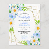Forget Me Nots and Daisies Birthday Party Postkarte (Vorderseite)