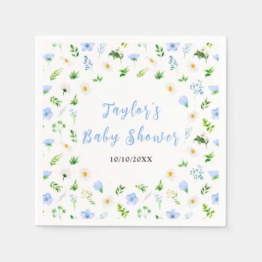 Forget-Me-Nots and Daisies Floral Baby Shower Serviette (Vorderseite)