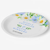Forget-Me-Nots and Daisies Floral Wedding Pappteller (Schrägansicht)
