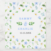 Forget-Me-Nots and Daisies Floral Wedding Weinetikett (Einzelnes Label)
