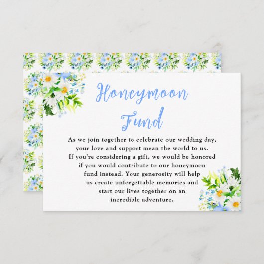 Forget-Me-Nots and Daisies Wedding Honeymoon Fund Begleitkarte (Vorne/Hinten)