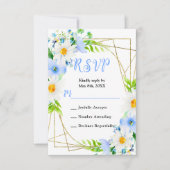 Forget Me Nots and Daisies Wedding RSVP Karte (Vorderseite)