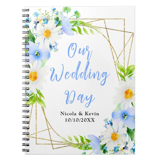 Forget-Me-Nots Daisies Floral Wedding Planner Notizblock (Vorderseite)