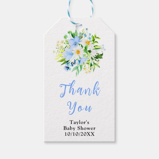 Forget-Me-Nots Floral Baby Shower Thank You Geschenkanhänger (Vorderseite)