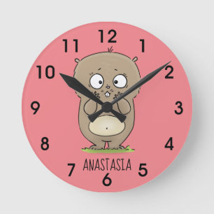 Forgetful adorable chubby hamster cartoon runde wanduhr