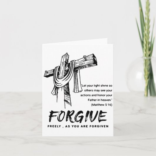 Forgive Cross Christian Faith Tee  Karte (Vorderseite)
