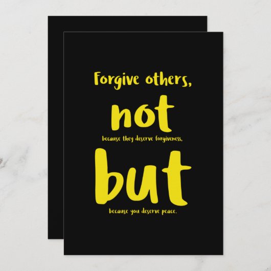 Forgive others beacuse you deserve peace yellow.pn dankeskarte (Vorne/Hinten)