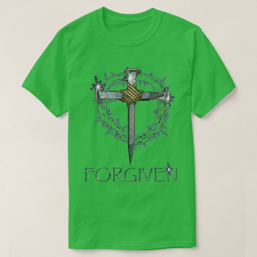 Forgiven Nails Cross and Crown of Thorns design T-Shirt (Design vorne)