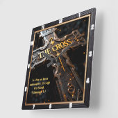 Forgiven The Cross Ornate Redemption Ephesians 1:7 Quadratische Wanduhr (Winkel)