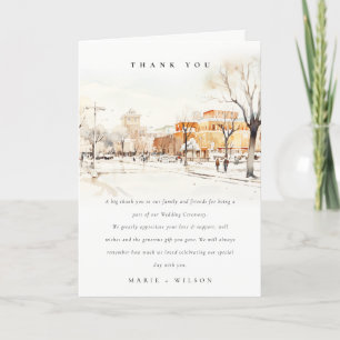 Forgo North Dakota City Scape Wassercolor Wedding Dankeskarte