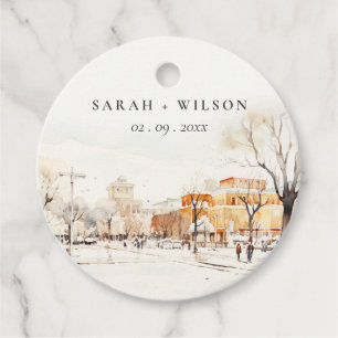 Forgo North Dakota City Scape Wassercolor Wedding Geschenkanhänger