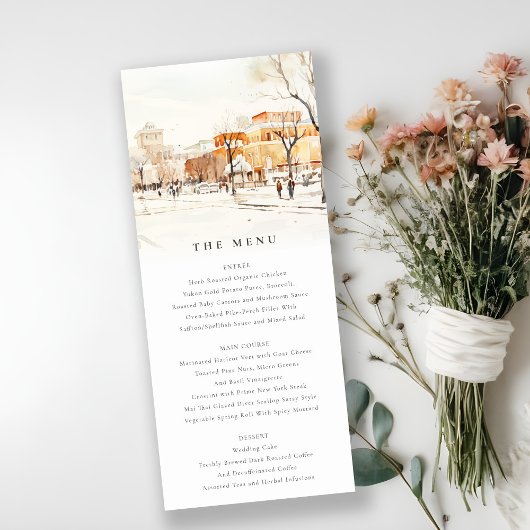 Forgo North Dakota City Scape Wedding Menu Card Einladung