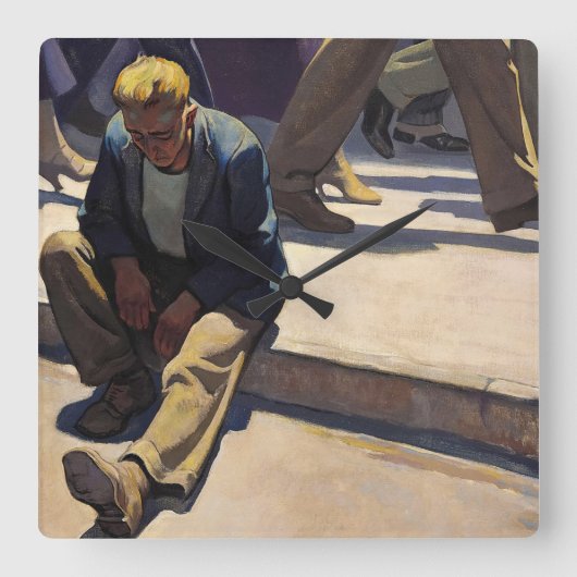 Forgotten Man, 1934 by Maynard Dixon Quadratische Wanduhr (Vorderseite)