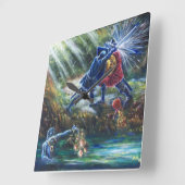 FORGOTTEN ROSE Fighting Knights,Money and Devil Quadratische Wanduhr (Winkel)