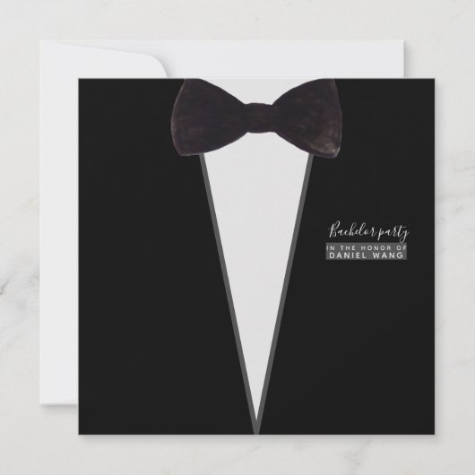 Forhim-tuxedo-bow-Krawatte-Party-Bachelor-Party Einladung (Vorderseite)