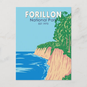 Forillon Nationalpark Kanada Vintage Kunst Postkarte
