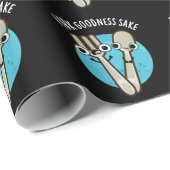 Fork Goodness Sake Funny Utensil Pun Dark BG Geschenkpapier (Rolleneckpunkt)