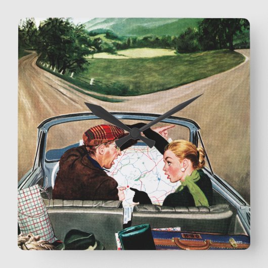 Fork in the Road Quadratische Wanduhr (Vorderseite)