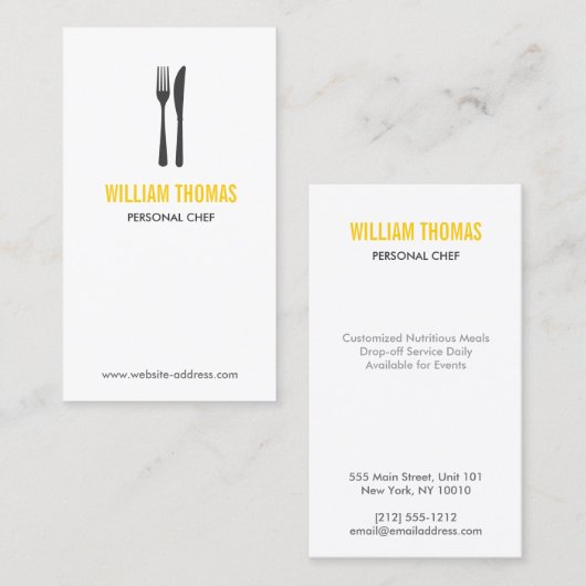 FORK & KNIFE-LOGO für Restaurant, Koch, Catering Visitenkarte (Vorne/Hinten)