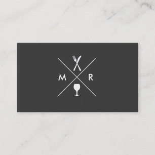 FORK & KNIFE LOGO MONOGRAM auf DK GRAU Visitenkarte