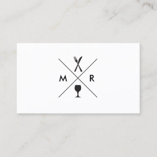 FORK & KNIFE-LOGO-MONOGRAM auf WEISS Visitenkarte