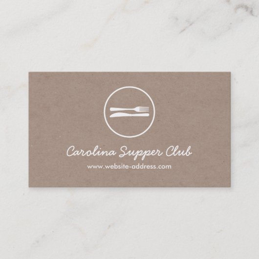 FORK & KNIFE-LOGO zum Kraft Paper Effect Visitenkarte (Vorderseite)