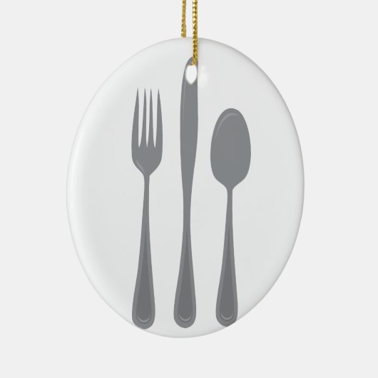 Fork Knife Spoon Keramik Ornament (Rechts)