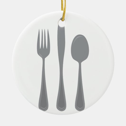 Fork Knife Spoon Keramik Ornament (Vorne)