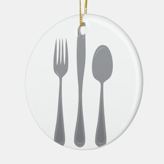 Fork Knife Spoon Keramik Ornament (Links)
