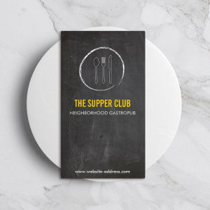 FORK SPOON KNIFE CHALKBOARD LOGO 2 for Restaurant Visitenkarte